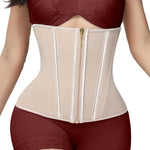 SHAPSHE Waist Trainer for Women Workout Corset Cincher Shapewear Zipper Underbust Faja Body Shaper Tan 3XL