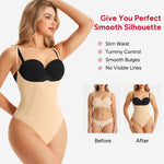 Nebility Shapewear for Women Bodysuit Tummy Control Body Shaper Open Bust Slim Belly Seamless Thong Body Suits (Beige, Medium)