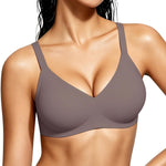 Gailife Smooth Wireless Jelly Bras for Women No Underwire Seamless Push Up Bra Full Coverage Soft Suppor Tshirt Bralettes -GR,S Grey