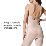 SPANX SPANXshape Suit Your Fancy Strapless Cupped Mid-Thigh Bodysuit - Champagne Beige - Medium