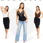 Popilush Shapewear Bodysuit Tummy Control - Deep V Neck Sleeveless Lace Corset Shapewear Tops Body Shaper