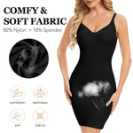 MISS MOLY Shapewear Dress for Women Full Slip under Dresses Tummy Control Body Shaper Seamless V Neck Cami Dress Smoother with Adjustable Spaghetti Strap Black Large