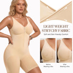 BRABIC Women's Zip-Up Shapewear Bodysuit Tummy Control Seamless V Neck Full Body Shaper Mid-Thigh Butt Lifter(Skin, Medium)