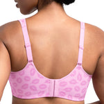 HSIA Minimizer Bras for Women Plus Size, Full Coverage Coolcomfort T Shirt Unlined Bra with Underwire for Heavy Breast, Blush Pink Lip Print 34C