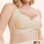 Gailife Womens Seamless Wireless Supportive Lift Bra Push Up Comfort Plus Size Bra No Underwire Full Coverage Tshirt Bralette, Skin, XL