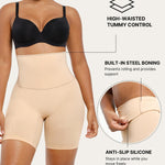 SHAPELLX Shapewear for Women Tummy Control High Waisted Shorts Seamless Compression Body Shaper Underwear Beige Fajas S