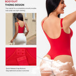 Nebility Shapewear Bodysuits for Women Tummy Control Body Shaper Deep V Neck Thong Body Suits (Red,Small)
