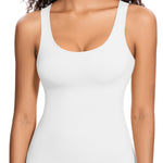 ONEW Shapewear Camisoles Seamless Tummy Control Compression Tank Tops Waist Trainer Body Shaper for Women,White,XX-Large