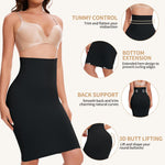 JOYSHAPER Half Slips Shapewear Skirt Under Dress Tummy Control High Waist Shapewear Half Skirt With Built In Thong Black L