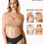 BRABIC Front Closure Post Surgery Compression Bras for Women Mastectomy Bra with Adjustable Straps Wirefree Dark Beige
