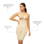 Isavela Bodysuit Suspenders Above Knee Compression Garment W/Zipper (BS03) (3XL, Beige)