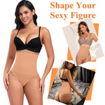 Werena Tummy Control Thong Shapewear for Women High Waisted Body Shaper Panties Shaping Thong Girdle Underwear(04# High Rise Lace Latte(smoothing),Large)
