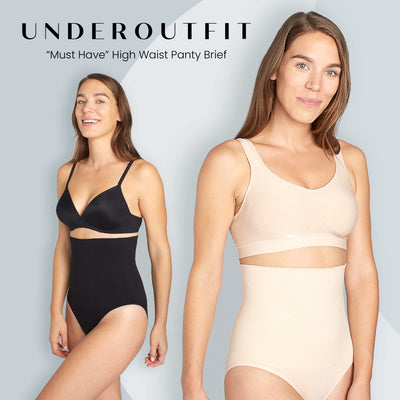 Underoutfit High Waisted Underwear for Women- Tummy Control Shapewear Panty- Small to Plus Sizes, Nude, Medium