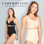 Underoutfit High Waisted Underwear for Women- Tummy Control Shapewear Panty- Small to Plus Sizes, Coffee, Large