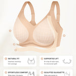 SHAPELLX No Underwire Wireless Padded Bras for Older Women Soft Supportive Push Up Full Coverage Minimizer Bra (Beige Large)