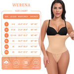 Werena Tummy Control Thong Shapewear for Women Mid High Waisted Body Shaper Underwear Lace Shaping Thong Girdle Panties(#A2 High Rise Beige,Small)