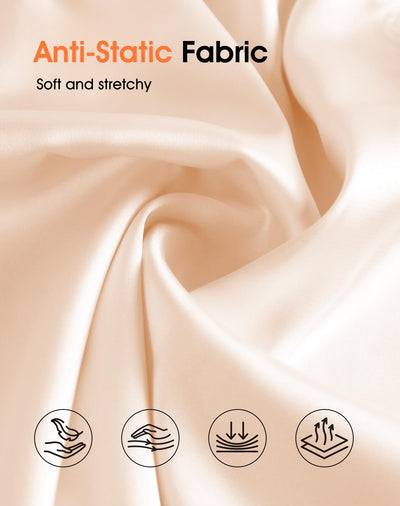 MANCYFIT Half Slips for Women Satin Slip Skirt Under Dresses Anti-Static Side Slit Underskirt Large Nude