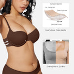 Popilush Push Up Bra Balconette Seamless Underwire Demi T-Shirt Square Neck Bra Lingerie Color Espresso 32D