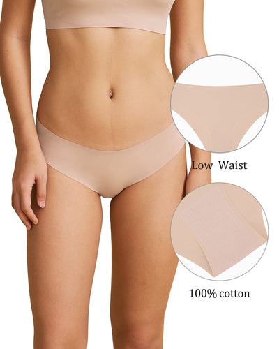 SHARICCA Women Seamless Cheeky Bikini No Show Panties Ladies Invisible Breathable Hipster Soft Stretch Underwear 7 Pack (7P11,S)