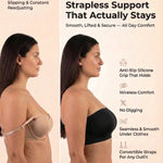 SHAPERMINT Strapless Bra, Wireless Non-Slip Bandeau, Convertible Straps, Molded Strapless Bras for Women S to Large Breasts Black