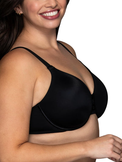 Vanity Fair Women's Beauty Back Smoothing Minimizer Bra, Minimizes Bust Line up to 1.5", Non Padded Cups up to H - Midnight Black, 36DD