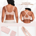 Seamless Wireless Sewn in Padded Bras for Women Supportive Tshirt V Neck Bralettes No Wire Soft Everyday Gel Bra(A2# Pink(Jacquard Pattern),3X-Large)