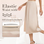 Vlazom Women's Satin Half Slip for Under Dress Long Underskirt Soft Under Slips for Women Under Dresses Nude Size Medium