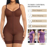 YIANNA Fajas Colombianas Moldeadoras Postpartum Shapewear Tummy Control for Women Full Body Shaper Butt Lifter Compression Garment with Zipper Crotch, YA7283-Brown-S