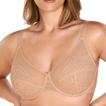 HSIA Minimizer Bras for Women Enchante Full Coverage Underwire Bras Plus Size Lifting Floral Lace Bra for Heavy Breast Warm Beige