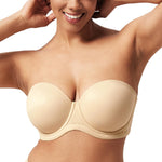 HSIA Strapless Bras for Women Large Bust Non Slip Full Coverage Underwire Supportive Multiway Strapless Bra Plus Size Light Beige