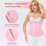 SHAPSHE Waist Trainer for Women Workout Corset Cincher Shapewear Zipper Underbust Faja Body Shaper Pink XXL
