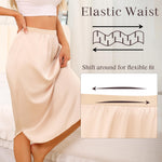 Wikoan Women's Satin Half Slip Slit Lace Long Underskirt for under Dresses,Nude,M