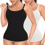 Shapewear Tank Tops for Women Tummy Control Cami Shaper Compression Shaping Undershirt Tops(2#Black+White Set-no pads,3X-Large)