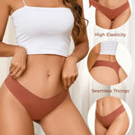 Take Talk Womens Underwear Seamless Thongs 9 Pack Sexy Panties No Show V-waisted Invisible Tangas Lingerie for Women