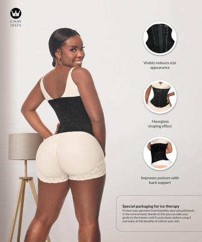 Forma Tu Cuerpo Hourglass Waist Cincher Shapewear, Colombian Latex Corset Body Shaper with Steel Boning for Tummy Control, Waist Cincher Corset Shapewear, BLK L