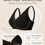 Gailife Womens Deep V Jelly Bras Wireless Mesh Comfortable Bralette Supportive No Underwire Bras Seamless Push Up Plunge Bra -BK,XL Midnight Black