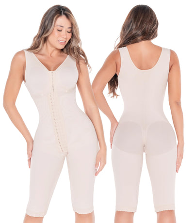 FAJAS DISENOS D'PRADA DELIÉ - Shapewear for Women Post Surgery High Compression Stage 2 Colombian Full Body Faja Front Hooks Beige