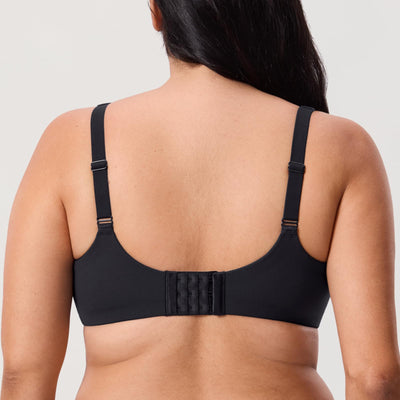 DELIMIRA Women's Inbarely Lift Full Coverage Bras Plus Size Unlined Supportive T Shirt Underwire Seamless Bra Black 34F