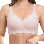 Werena Front Close Wireless Bras Padded Jelly Bra for Women Seamless Bralette for Older Women with Adjustable Straps (Pink,M)