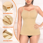 Slimming Compression Tank Tops for Women Tummy Control Shapewear Camisoles Smoothing Body Shaper Tanks(1#Beige-padded bra,Small)