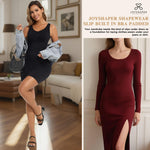 JOYSHAPER Shapewear Slips Dress Built in Bra for Women Full Slip Tummy Control Shapewear Dress Long Body Slip Under Dresses Black XL