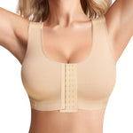 BRABIC Women Front Closure Post Surgery Compression Everyday Bras for Mastectomy Support with Adjustable Straps Wirefree Beige(Medium, Beige)