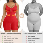 SHAPERX Women's Shapewear Bodysuit Tummy Control Seamless Zip-Up Body Shaper Waist Defining Silhouette,SZ5862-Red-S/M