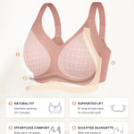 SHAPELLX Comfortable Wireless Supportive Bras for Women Back Fat Smoothing Pushup Bras No Underwire Seamless Minimizer Bra (Pink Medium)
