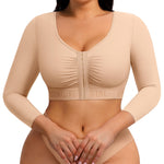 FeelinGirl Arm Shaper for Women Arm Compression Sleeves Post Surgical Slimming Sleeves Breast Lifter Khaki L