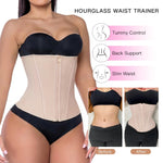 YIANNA Waist Trainer for Women Latex Underbust Tummy Control Waist Cincher Corset Hourglass Body Shaper Zipper and Hooks,YA2231-Beige-M