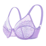 HSIA Minimizer Bras for Women Enchante Full Coverage Underwire Bras Plus Size Lifting Floral Lace Bra for Heavy Breast Purple
