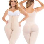 FAJAS DISENOS D'PRADA DELIÉ Shapewear for Women Postpartum – Colombian High Compression Faja, Knee Length Open Bust Powernet with Hook Rows
