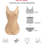Nebility Women Waist Trainer Bodysuit Slim Full Body Shapewear Seamless Round Neck Jumpsuits Tummy Control Tops (XS/S, Beige)