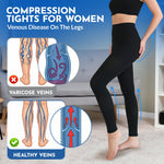 Compression Tights Women, 20-30mmHg Graduated Support Compression Pantyhose Footless Medical Compression Stockings High Waist Compression Leggings for Varicose Veins, Edema, DVT(Black, Large)